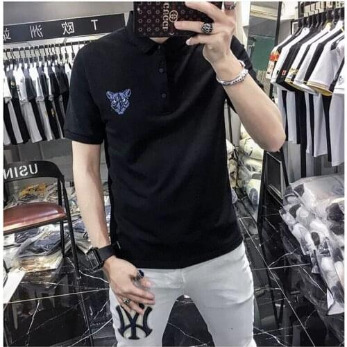 Mens designer 100% cotton embroidered polo shirt summer polo shirt short sleeve mens shirt
