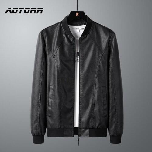Winter Jacket Men PU Motorcycle Leather Coat Warm Fashion Long Sleeve Coat Mens Jacket Solid Autumn V-Neck Basic Biker Outwear