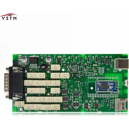Newest green relays Single Board PCB new vci With bluetooth 2017 version on cd with carton box ship free