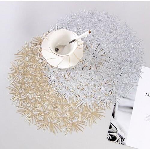 New PVC Dandelion Hollow Nordic Style Non-slip Kitchen Placemat Coaster Insulation Pad Dish Coffee Table Mat Home Hotel Decor