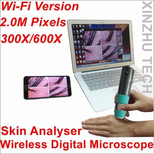 New wireless WiFi digital M30F microscope skin analyser with 2.0M camera 720P HD with 600x zoom for ISO/ windows/ android/ TV