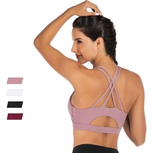New Back Yoga Bra Womens Tracksuit Shockproof Gathered Running Push Up Underwear Sportswear