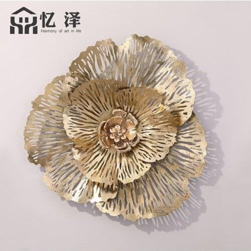 New Chinese Style Three-dimensional Peony Flower Iron Wall Decoration Modern Metal Pendant