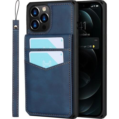 New Leather Case for Apple IPhone 12 Pro Max Mobile Phone Shell Card Storage Back Cover for IPhone 11 Pro Max with Lanyard