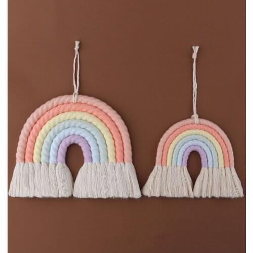 NEW 6 Layers Macrame Rainbow Wall Decor For Bedroom Nursery Baby Kids Rooms Colorful Tapestry Rope Woven Tassel Wall Hanging Toy