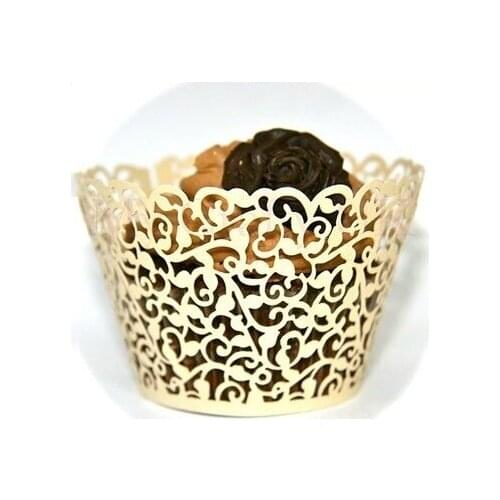 Laser cut cupcake wrapper, birthday anniversary party wedding Christmas baby shower favors cake paper package, 120PCS