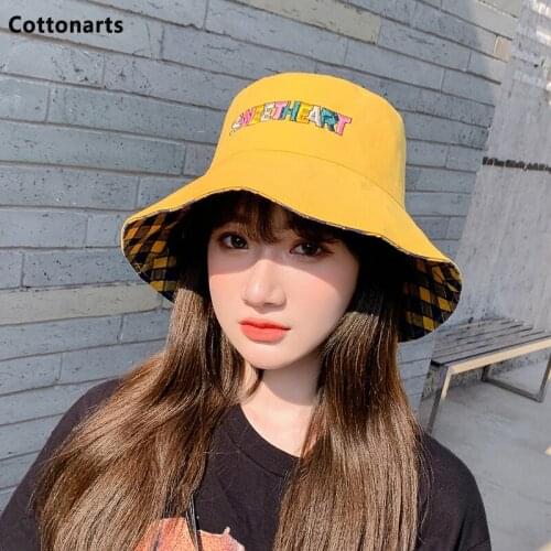 Unisex Bucket Hat Women Fisherman Hat Panama Hat Sunscreen Sun Hat Fashion Plaid Print Double-sided Wear Girl Outdoor Beach Cap