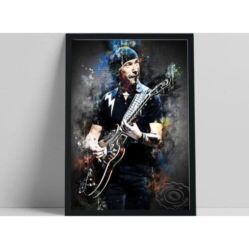 David Howell Evans Guitarist Print Poster, The Edge U2 Rock Band Fans Collect Art Prints, Vintage Art Figure Portrait Home Decor