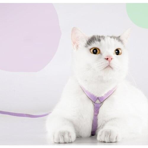 Nylon Cat Harness Vest Lead Leash Adjustable Pets Collar Cat Dog Collar Harness Leash Traction Rope Chest Strap