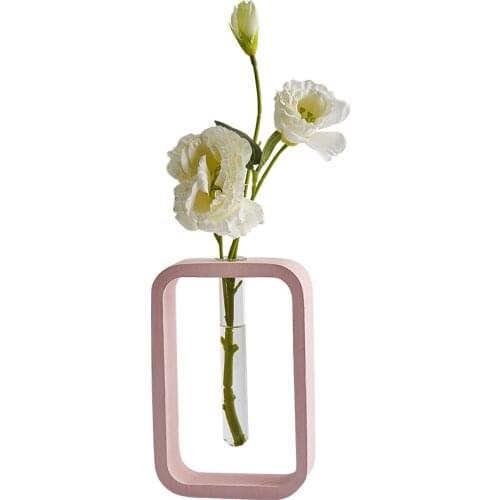 Nordic cement glass transparent vase decoration simple living room desktop dried flower arrangement glass hydroponic vase