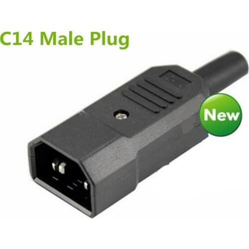 5PCS IEC C14 Male Inline Chassis Socket Plug Rewireable Mains Power Connector
