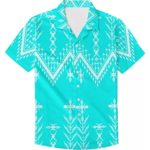 High Quality Men Casual Short Sleeve Button Tattoos Tribal Shirt Slim Fit Muscle Shirts Custom Polynesian Hawaii Tribe Men Tops