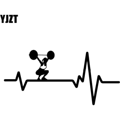 YJZT 15.7*7.5CM Fashion Heart Beat Line Crossfit Weight Gym Training Car Stickers Vinyl Decor Silhouette C12-0827