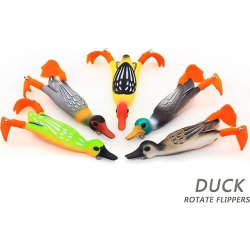 1pc 9.5cm 12g Fishing Lures Propeller Fins Duck Rotation Floating Soft Bait Carbon Sharp Hook Tractor Decoys Artificial Lures