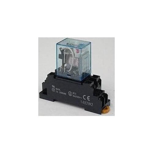 10 set/lot Silver Contact MY2NJ (HH52P) Power Relay Coil with LED + DYF08A (PYF08A) Din Rail Mount Socket Base, Cheap ship