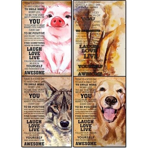 5D Diamond Embroidery wolf Animal Diamond Painting Pig full Square/round Picture Of Rhinestones Crystal Mosaic Home Decoration