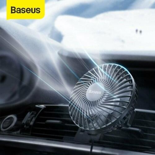 Baseus Car Cooling Fan Air Vent Mount 360 Degree Rotating Adjustable Air Conditioner Cooler 3-Speed Air Vent Outlet Fan 12V