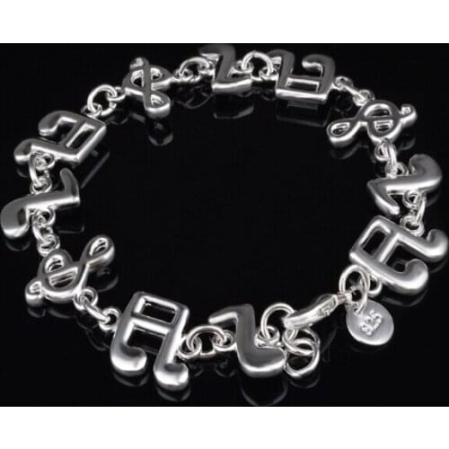 Free shipping Hot sale Jewelry shinysilver Plated charm bracelet Music symbol charm bracelet Pendants Bracelet bangle