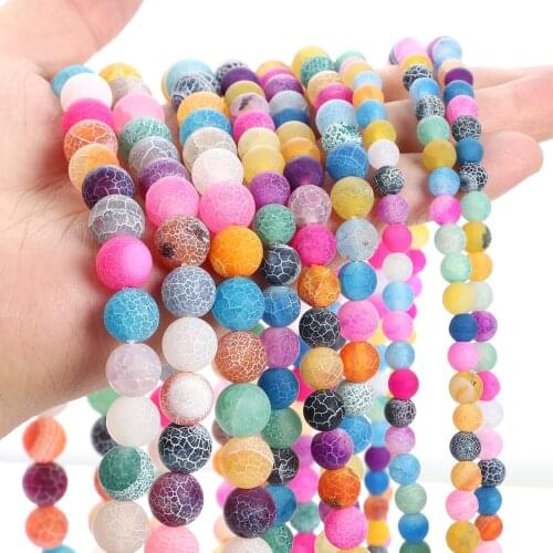 4-12mm Natural Stone Beads Loose Round Frosted Mixed Color Weathered Stone Beads For Jewelry Making DIY Charm Bracelet Necklace