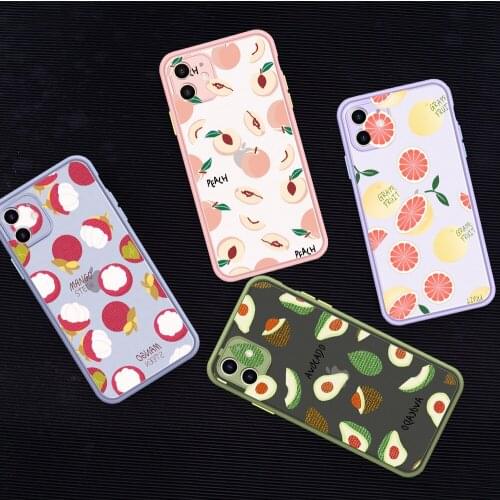 JAMULAR Cute Peach Fruit Phone Case For iPhone 11 Pro XS MAX XR SE 2020 X 8 7 6 Plus Pineapple Kiwi Matte Cover Shockproof Coque