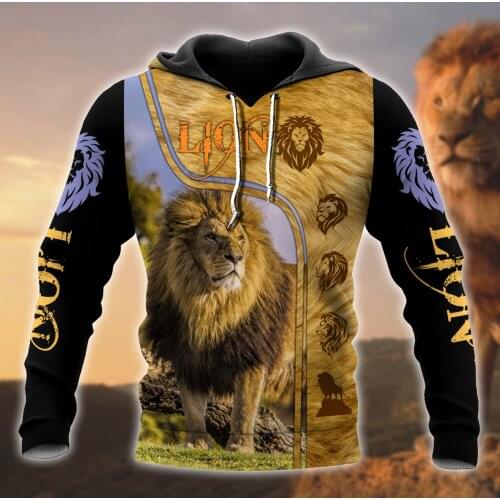 Beautiful Lion in Wildlife 3D All Over Printed Autumn Men Hoodie Unisex Casual zipper Pullover Streetwear sudadera hombre DW0450