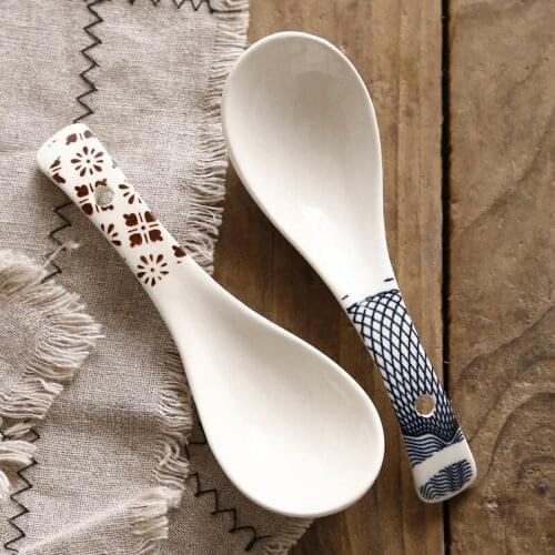 Ceramic Soup Spoon Combination Porcelain Tableware Underglaze Color CZY1031