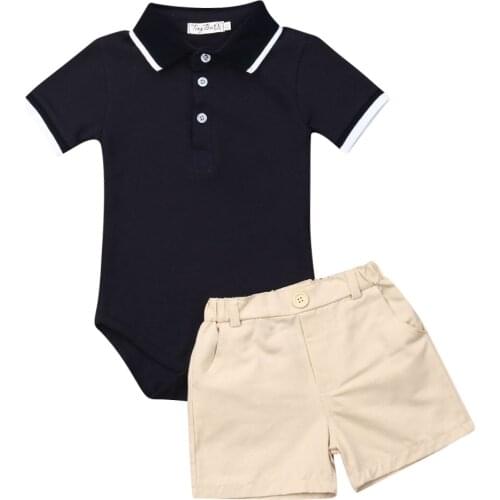 2PCS Infant Baby Boy Clothes 0-3Y Blue Romper Jumpsuit +Pants Shorts Outfit Gentleman Set