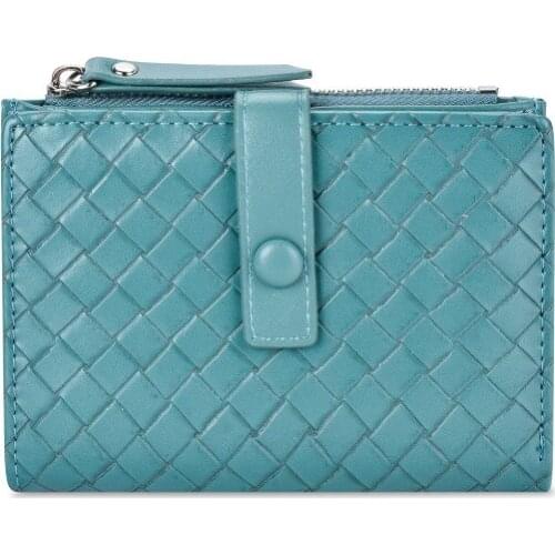 Hot Sale Wallet Womens Short Two-fold Simple Zipper Wallet Medium-thin Purse Girls Knitting Hasp Botton Clutch Cards Holder