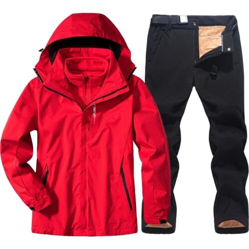 Ski Suit for Men Thicken Warm Windproof Waterproof Jacket and Pants Winter Snowboard Snow Coat Outdoor Skiing Trekking Trousers