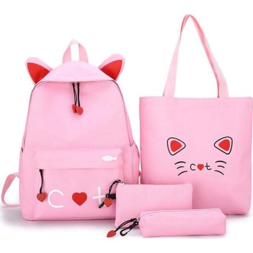 4 piece Set Schoolbags For Teenage Girls Cute Print Women Backpack High Quality School Backpack Female Shoulder Bags