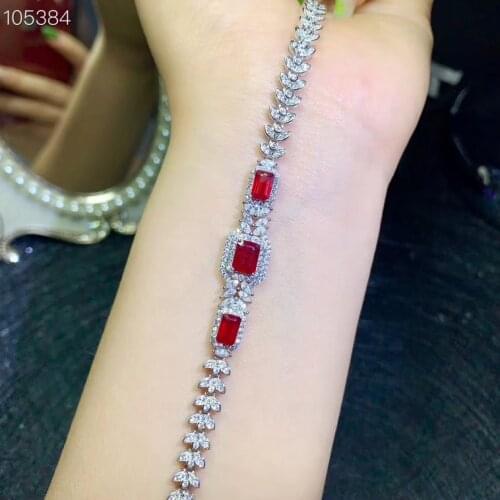 New style red ruby gemstone bracelet for beauty 925 sterling silver bracelet women ruby bracelet real natural gem exquisite gift
