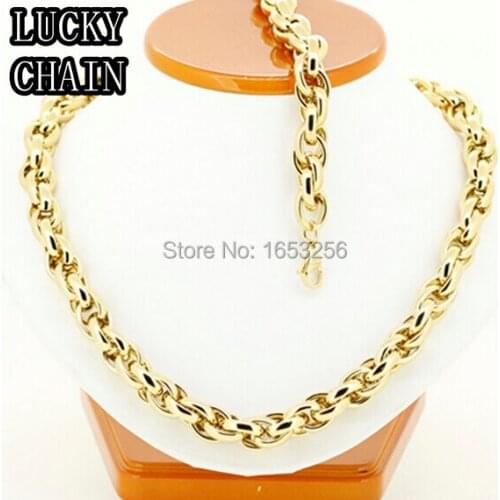 9mm Golden High Polished Twist Oval Rope Chain Necklace & Bracelet Set Stainless Steel wholesale Jewelry Set For Men
