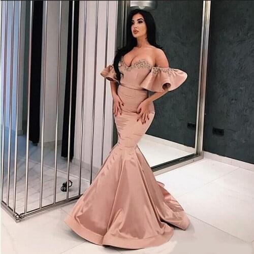 Sexy Off-Shoulder Womens Formal Party Dresses Sweetheart Bodice Mermaid Evening Dress Crystals Beaded Vestidos de Noiva Prom Gow