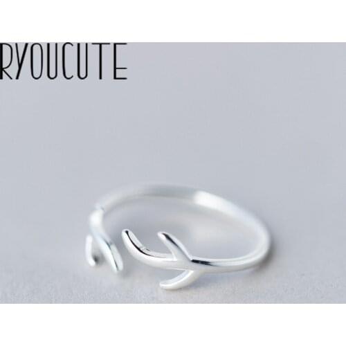 RYOUCUTE 100% Real Silver Color Jewelry Fashion Big Branch Simple Rings for Women Bijoux Statement Antique Ring Anillos