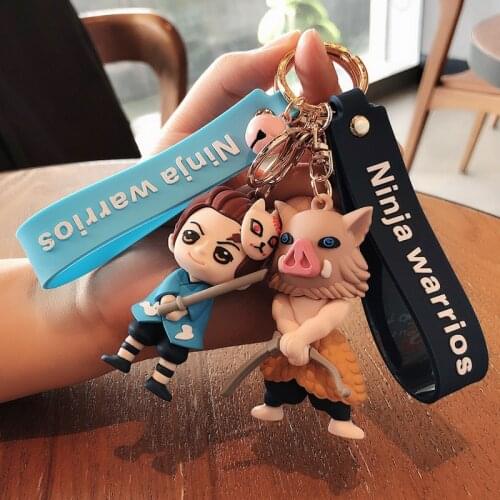 20 New Ghost Slayers Blade Anime Cartoon Pendant Silicone Doll Keychain Pendant School Bag Car Key Ring Men and Women Gifts