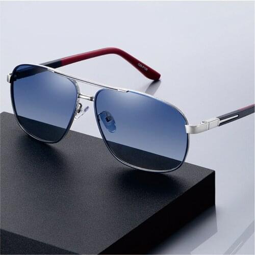 2021 new polarized sunglasses mens and womens square-framed Metal Sunglasses double-colored frame spring-leg sunglasses