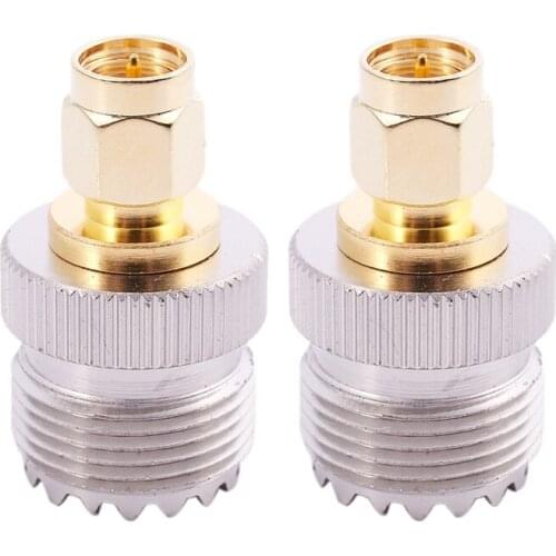 WSFS Hot 2x SMA Male to UHF Female SO239 SO-239 Jumper Plug RF Adapter Connect PL-259 Gold