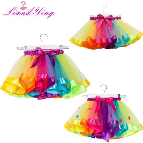 Baby Girl Skirt Kids Rainbow Tutu Skirts Hot Selling Pettiskirt Tutu Custome Party Wedding Dance Skirt