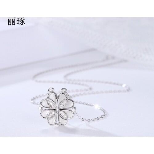 Heart-shaped pearl shell ever-changing four-leaf clover items decorated with crystal zircon heart-shaped pearl Necklace