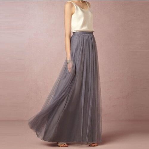 Women Maxi Long Skirt Soft Tulle Skirts Elastic Waist Wedding Maxi Skirts Party Boho Vintage Summer Skirts Faldas Saia