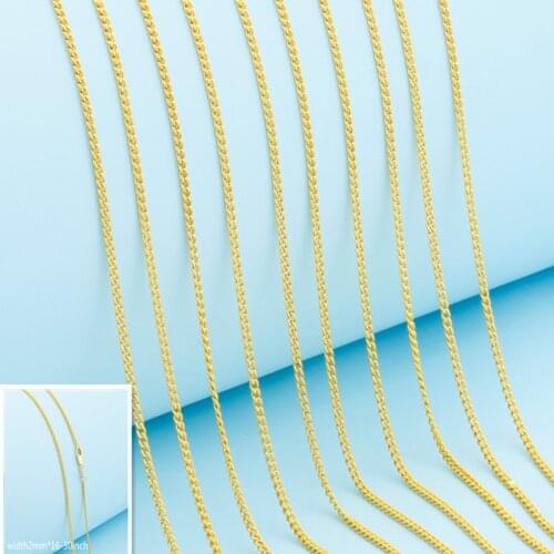 10pcs Yellow Gold Color Flat Necklace With Flexible Lobster Clasps 16"-30" For Women Chains