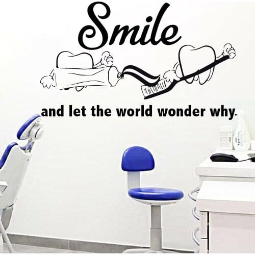 Tooth Simle Quotes Wall Decals Dental Clinic Art Decoration Modern Teeth Care Shop Window Self-adhesive Wall Stickers Y615