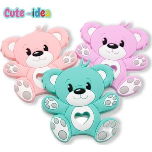 Cute-Idea 1pc Silicone Bear Animal Cartoon Baby Soft Teether Chewable Food Grade Teething BPA Free Handmade DIY Baby Product Toy