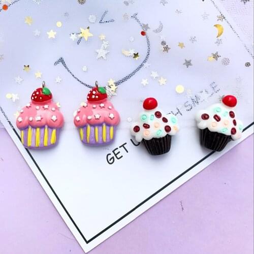 10pcs kawaii Flat back resin 24*27mm cake charms Jewelry necklace pendant keychain charms for earring DIY decoration gift