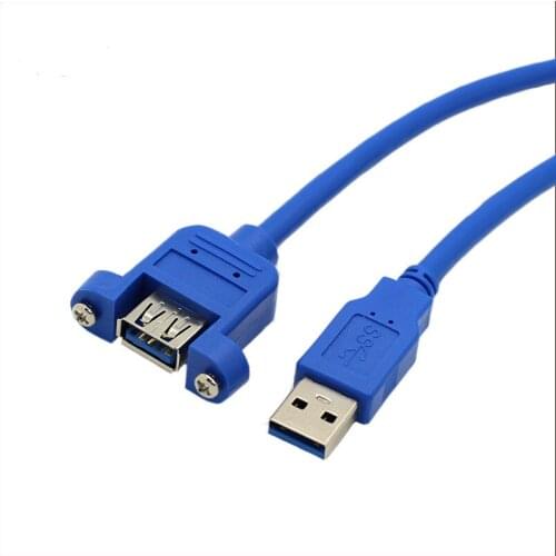 10PCS USB 3.0 male to female extension Cable panel mount screw lock connector adapter (With screws) 0.5m 1m