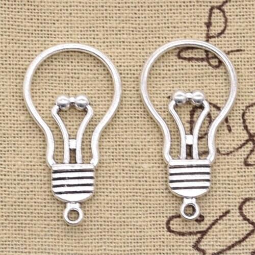 15pcs Charms Light Bulb 19x35mm Antique Bronze Silver Color Pendants Making DIY Handmade Tibetan Bronze Silver Color Jewelry