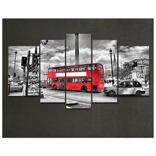 2016 Fallout Cuadros Paintings 5 Piece London Bus Canvas Painting Modern Home Decor Wall Art Picture Printing For Living Room