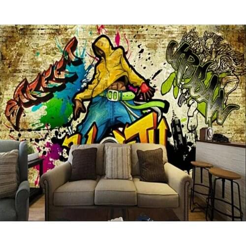 Wellyu Custom wallpaper 3d mural retro street graffiti personality bar KTV tooling wall living room bedroom mural 3d wallpaper