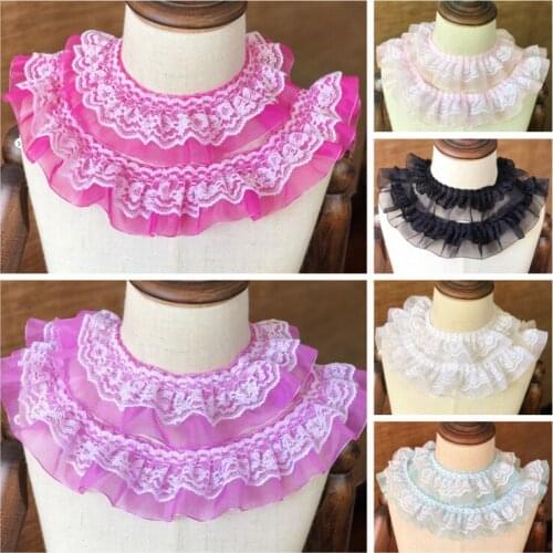 4Meters/lot 5cm wide double pleated lace purple blue rose red lace diy headwear lotus leaf lace clothing accessories Z334