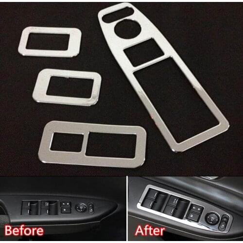 YAQUICKA 4Pcs Chrome ABS Car Interior Door Handle Armrest Window Lift Switch Panel Cover Trim Styling For Honda Accord 9th 13-15